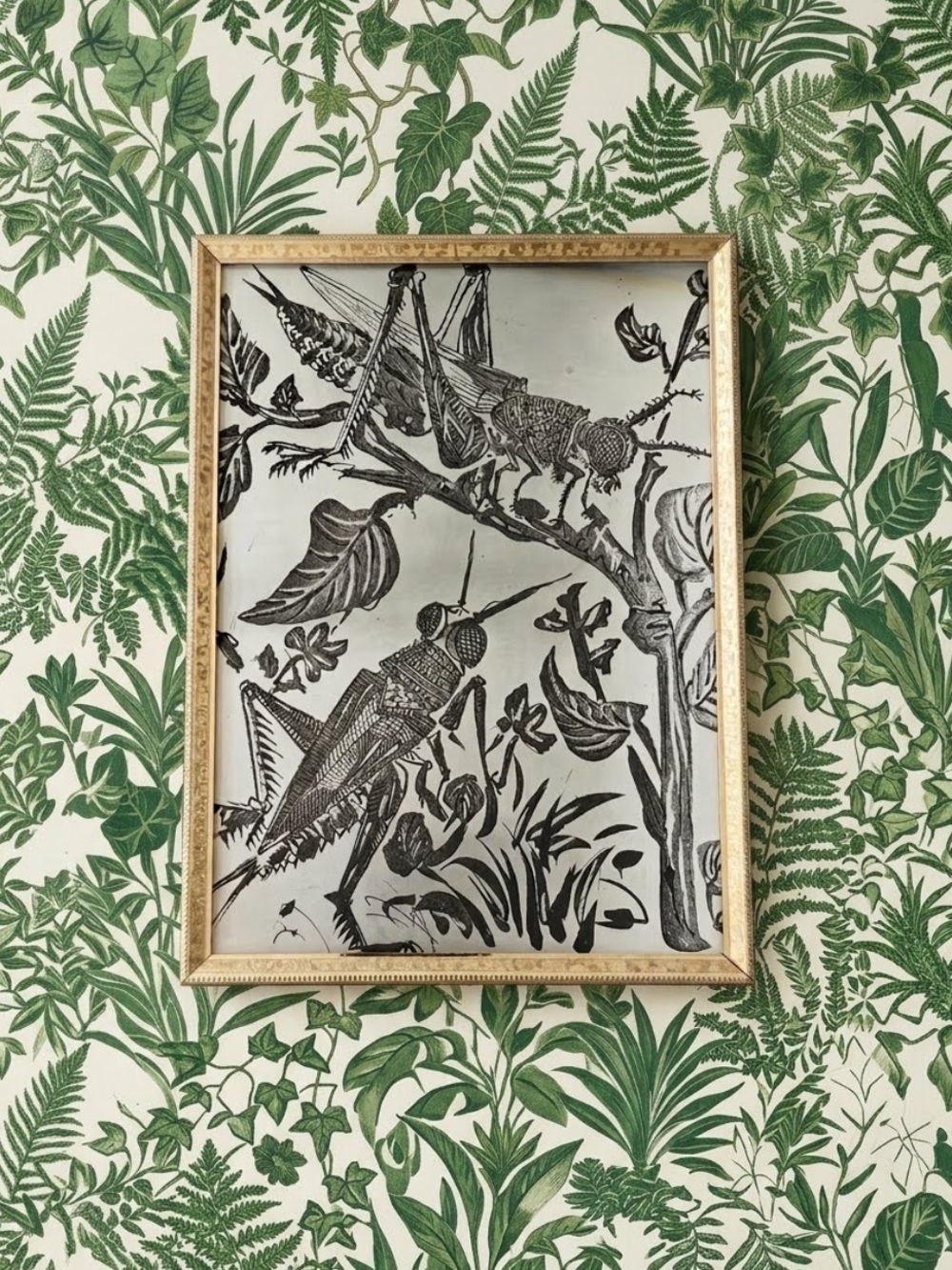 Vintage Brass Frame w/ Print of "La Sauterelle" The Grasshopper by Pablo Picasso